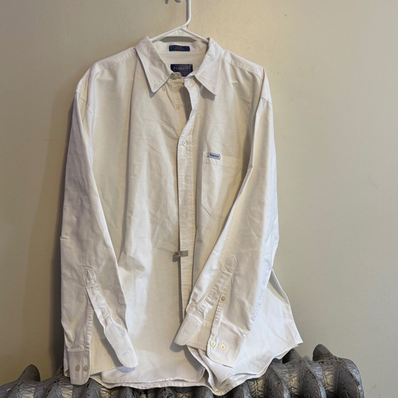 Vintage Men's Pendleton Long Sleeve Button Up Shirt XL Beige 100% Cotton Staples - Picture 1 of 4